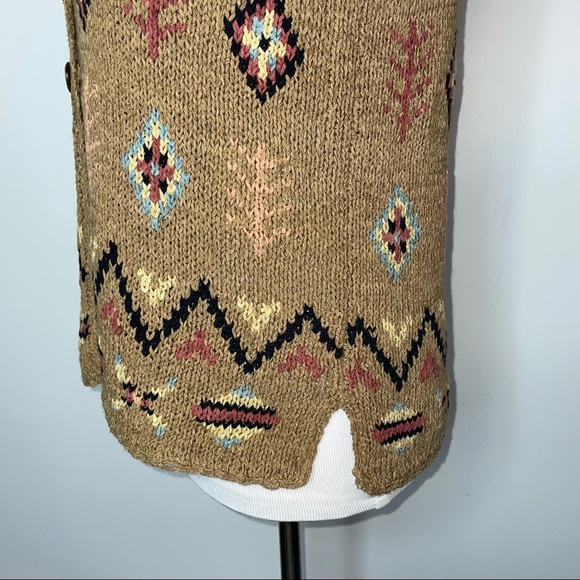 Portraits by NORTHERN ISLES Vintage Navajo Aztec Knit Button Sweater Vest M - Picture 3 of 10